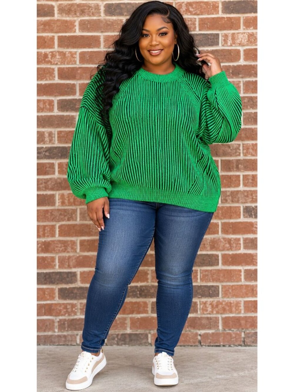 Green & Black Striped Knit Sweater By No Boundaries Size XXXL